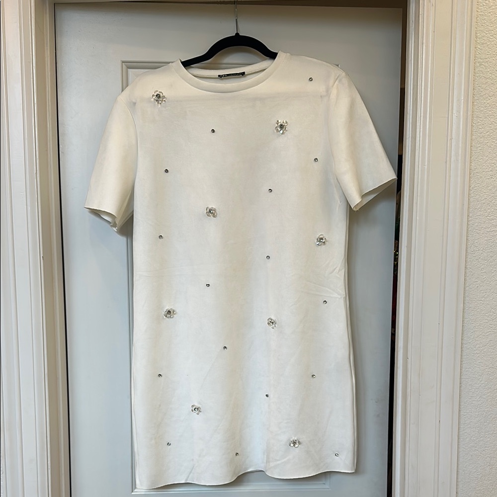 Zara Ivory Short Sleeve Dress